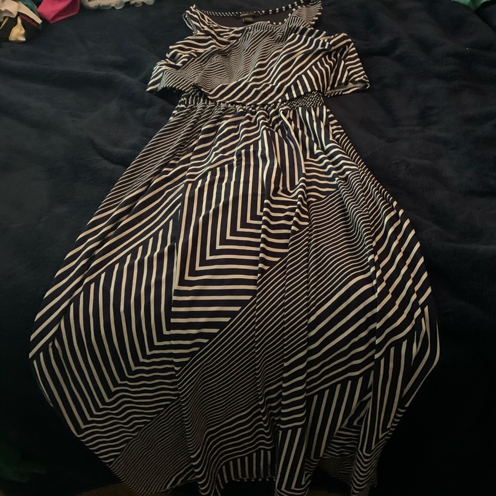 Blue and white striped summer dress